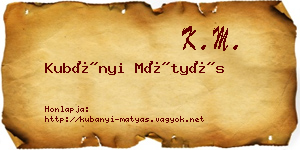 Kubányi Mátyás névjegykártya
